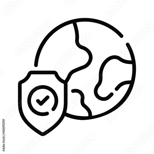 Visually appealing outline icon of protected secure web