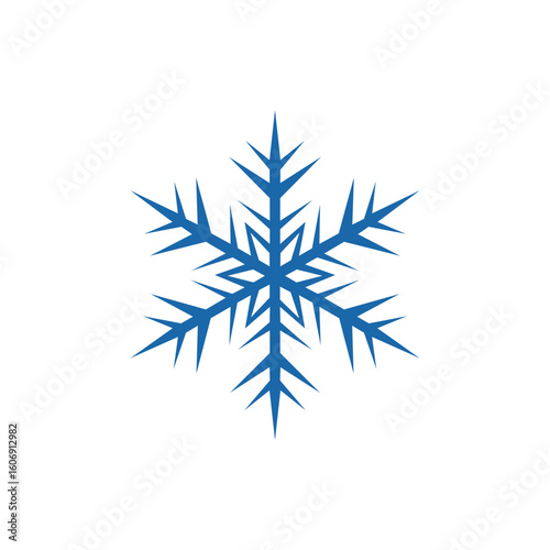 Snowflake cold winter icon in blue vector style representing weather frost ice temperature snow symbol freeze season holiday or climate forecast concept
