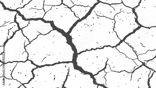 Cracked surface texture vector pattern design, dry earth ground, crackle effect background, grunge lines and spots