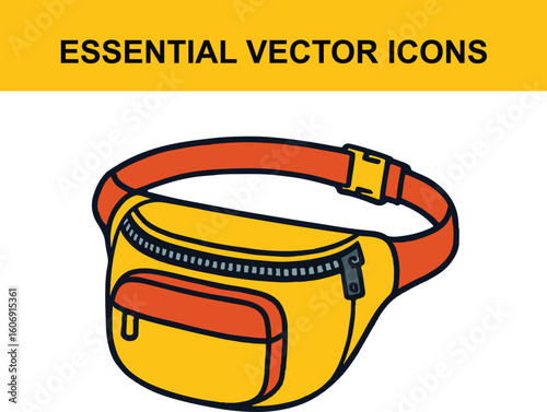 Yellow orange waist bag with zipper and buckle fanny pack