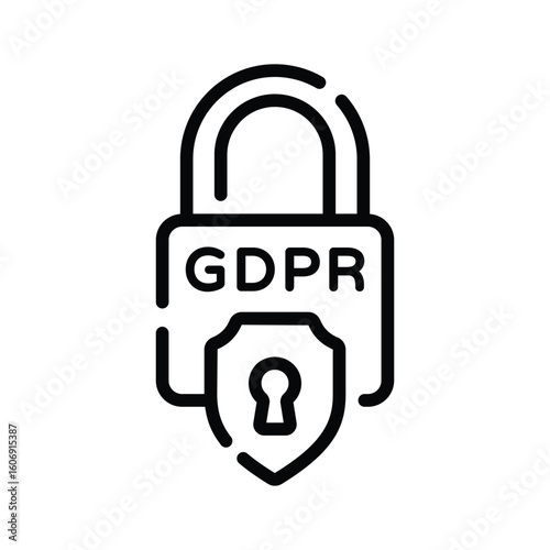 A captivating outline icon of locked GDPR lock