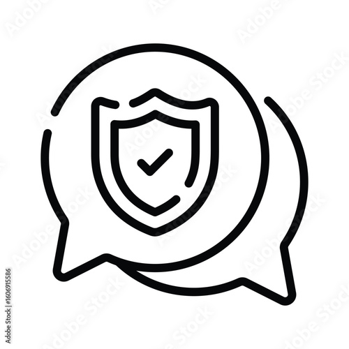 Easy to edit linear icon of secure chat bubble