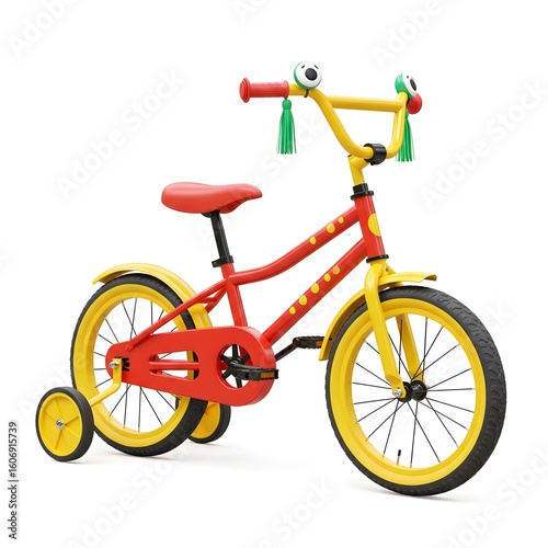 Kids Bicycle – Red & Yellow with Training Wheels