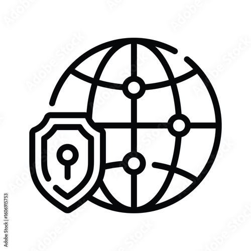 Premium outline icon of protected secure browser