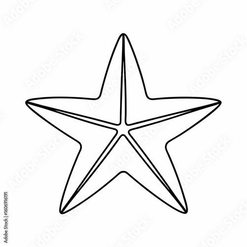 Black outline five pointed star symbol on white background vector