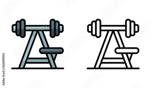 Weightlifting Bench with Barbell in Detailed Vector Graphics