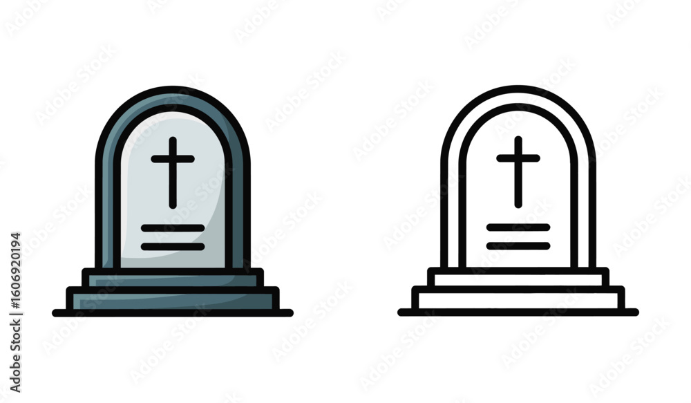 Obraz premium Tombstone Graphics Depicting Death, Mourning and Remembrance Grave Iconography