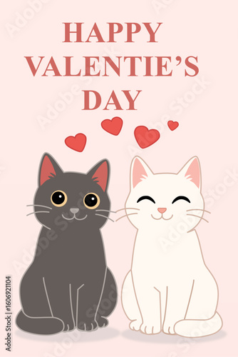 happy valentine’s day — black and white cats with hearts