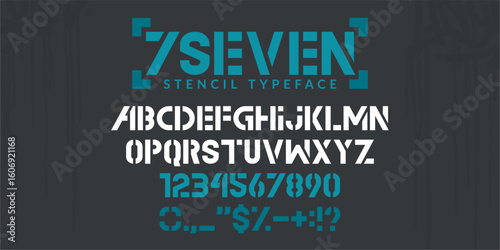 Cool Stencil Urban Street Art Graffiti Alphabet Typeface Digital Typography Vector Illustration