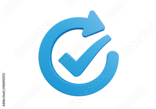 Photos Isolated Blue Circle Arrow with Checkmark for Update