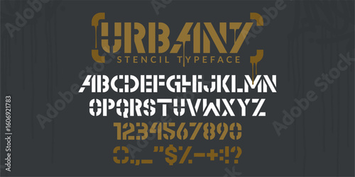 Abstract Stencil Urban Street Art Graffiti Alphabet Typeface Digital Typography Vector Illustration