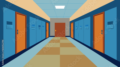 school hallway clean corridor lockers open classroom