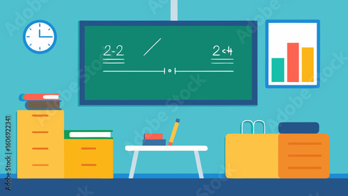 math classroom formula whiteboard interior
