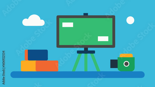 zoom classroom setup with camera and board