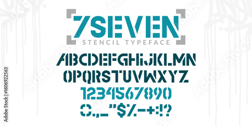 Cool Stencil Urban Street Art Graffiti Alphabet Typeface Digital Typography Vector Illustration