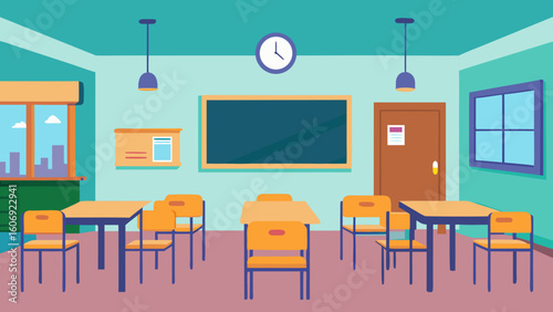 interior of classroom after school hours peaceful