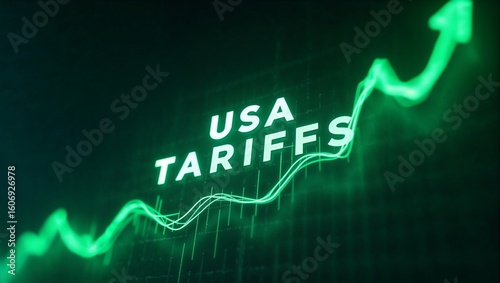 USA tariffs concept with chart going up