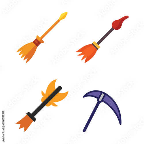 Collection of halloween themed fantasy weapons and tools