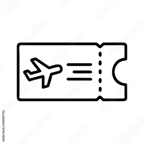 Airplane Ticket Icon Vector - Flight Pass Line Art Illustration