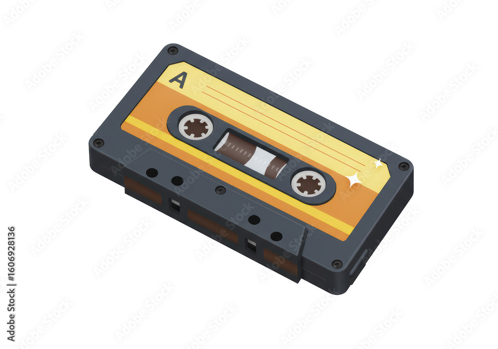 Obraz premium Isolated Retro Cassette Tape Nostalgic Audio Media