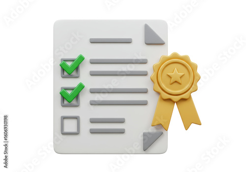Isolated Certified Checklist Document with Quality Assurance Seal