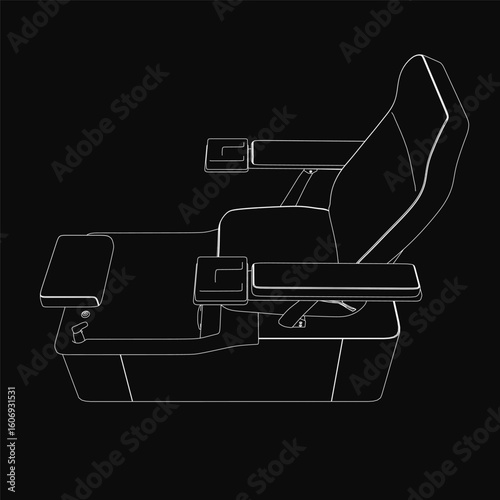 A sleek black and white recliner chair with a curved backrest and armrests offers modern comfort. The contour design includes a plush cushion, footrest, and reclining mechanism for relaxation.