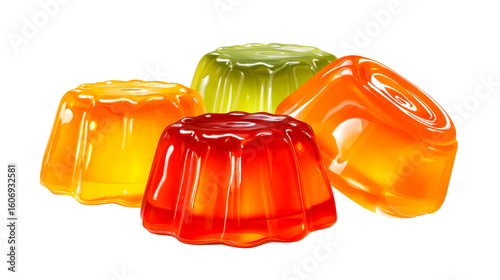 Colorful gelatin desserts on a transparent background