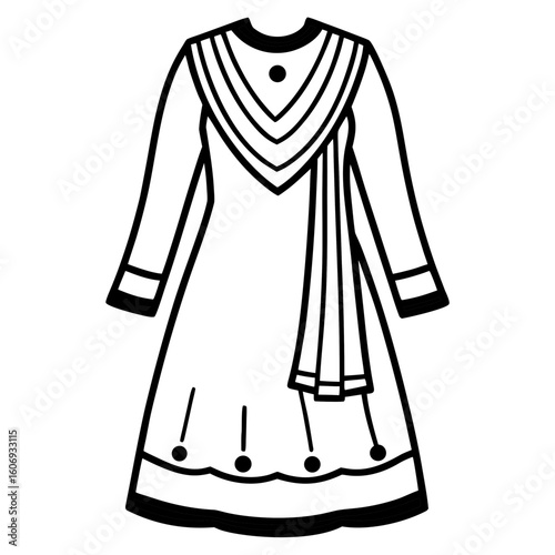 Salwar Kameez Traditional Outfit – Art Vector Illustration