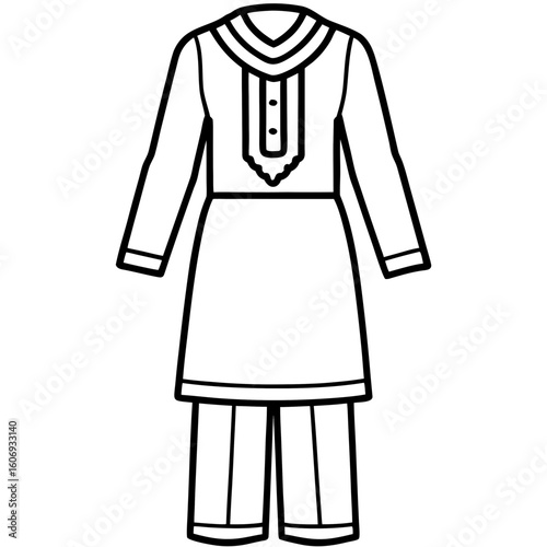 Salwar Kameez Traditional Outfit – Art Vector Illustration