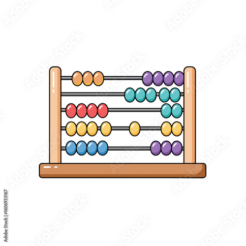 Colorful wooden abacus with beads on white background for education  