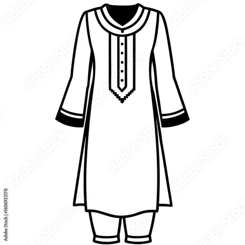 Salwar Kameez Traditional Outfit – Art Vector Illustration