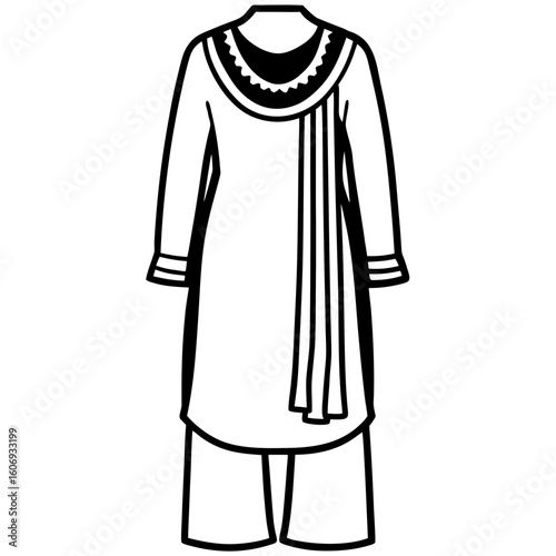 Salwar Kameez Traditional Outfit – Art Vector Illustration