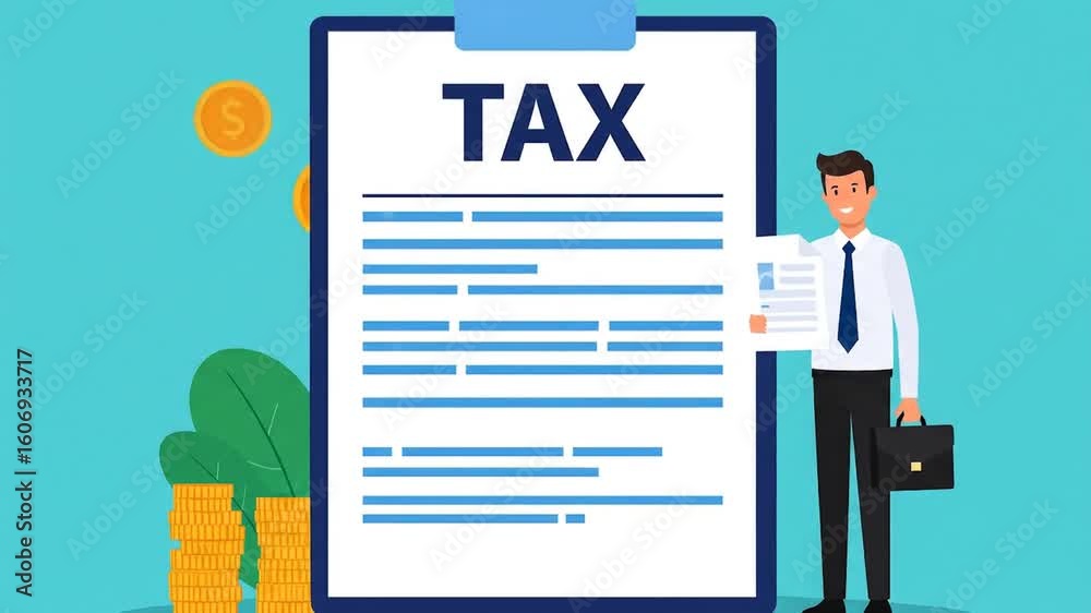 Tax form illustration businessman