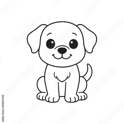 Cartoon cute dog outline vector illustration