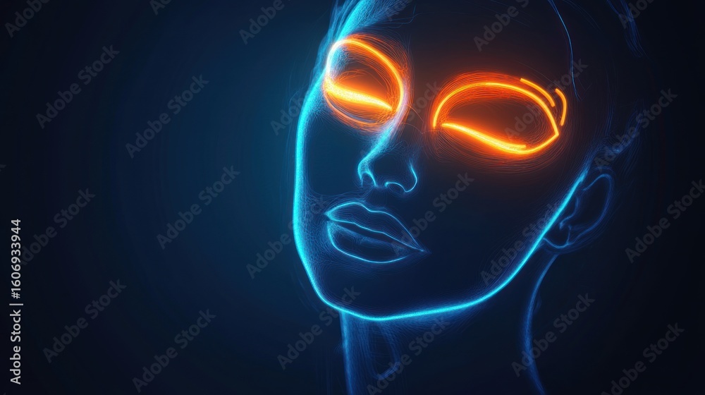 Digital illustration of a woman's face, highlighting eyes Digital illustration of a woman's face, highlighting eyes
