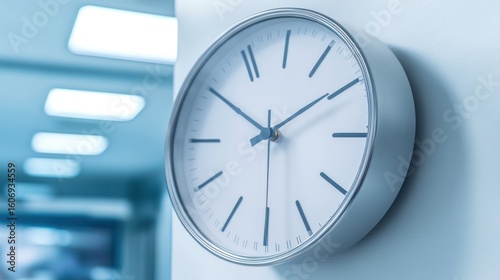 Modern wall clock in office setting