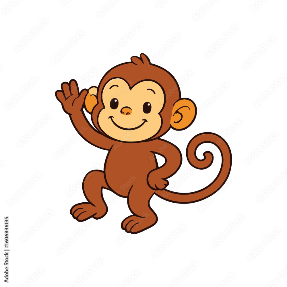 Obraz premium Cartoon monkey vector illustration