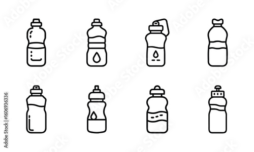 Fast Food Vector Icon Set of Burger, Pizza, French Fries, Hot Dog, Soda, Donut, Ice Cream, Flat Color Illustration for Restaurant Menu, Cafe, Sticker, Social Media, on White Background