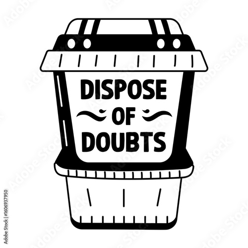 Dispose doubts concept sticker in glyph style  
