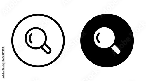 Search and loupe icon in circle