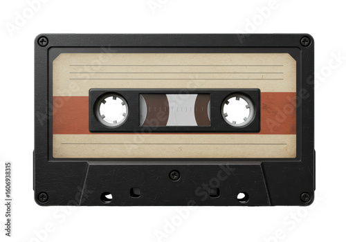 Isolated Vintage Cassette Tape Retro Audio Media