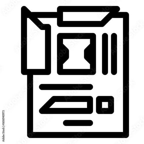 Motherboard icon. PC hardware component. Outline style. 48x48 px