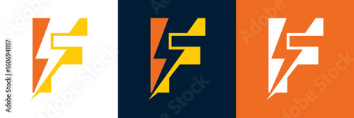 Electricity Letter F Logo Vector Design for Lightning Bolt initials, company, technology and symbol