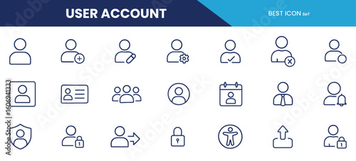 User Account Line Icons Pack – Unique Outline Icons for Profiles, Login, Privacy, Settings, Admin Controls & More