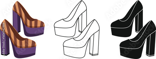 Platform shoes heels footwear fashion style trendy elegant glamour silhouette design