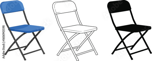 Folding chair illustration chair design portable seat furniture vector image art