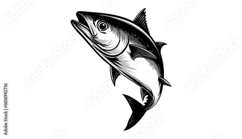 Commercial fish species. tuna fish. Vector illustration cartoon flat icon isolated on white.