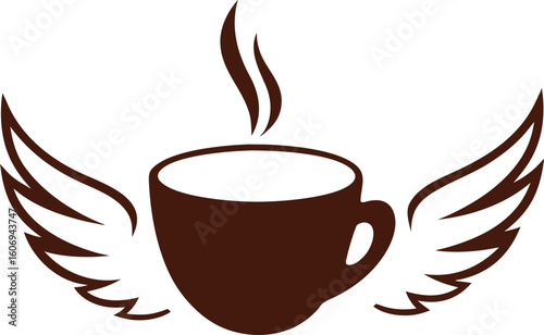 coffee mug with wings icon vector illustration