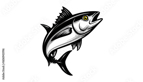Commercial fish species. tuna fish. Vector illustration cartoon flat icon isolated on white.