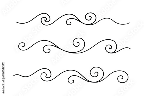Elegant hand drawn swirl ornaments for design decoration